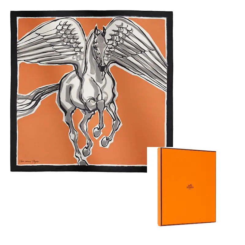 

HERMES Шёлковый шарф женский чёрный карамельный, Black/Caramel