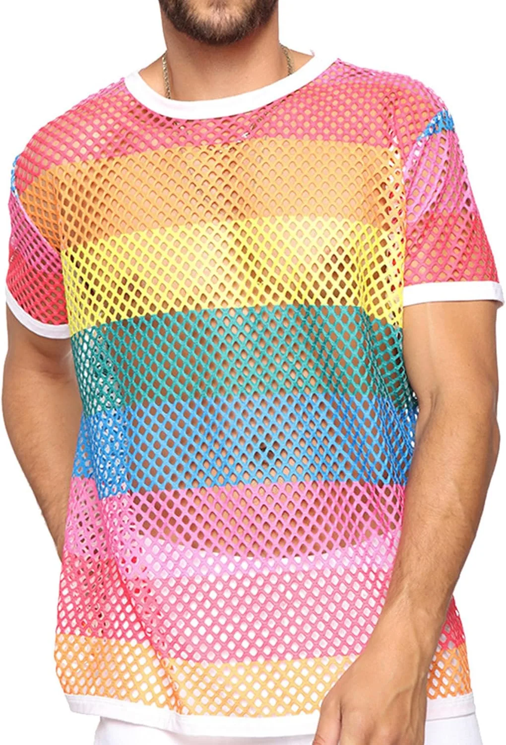 

Мужская футболка с круглым вырезом Mesh Fishnet для тренировок SWJGLITTR