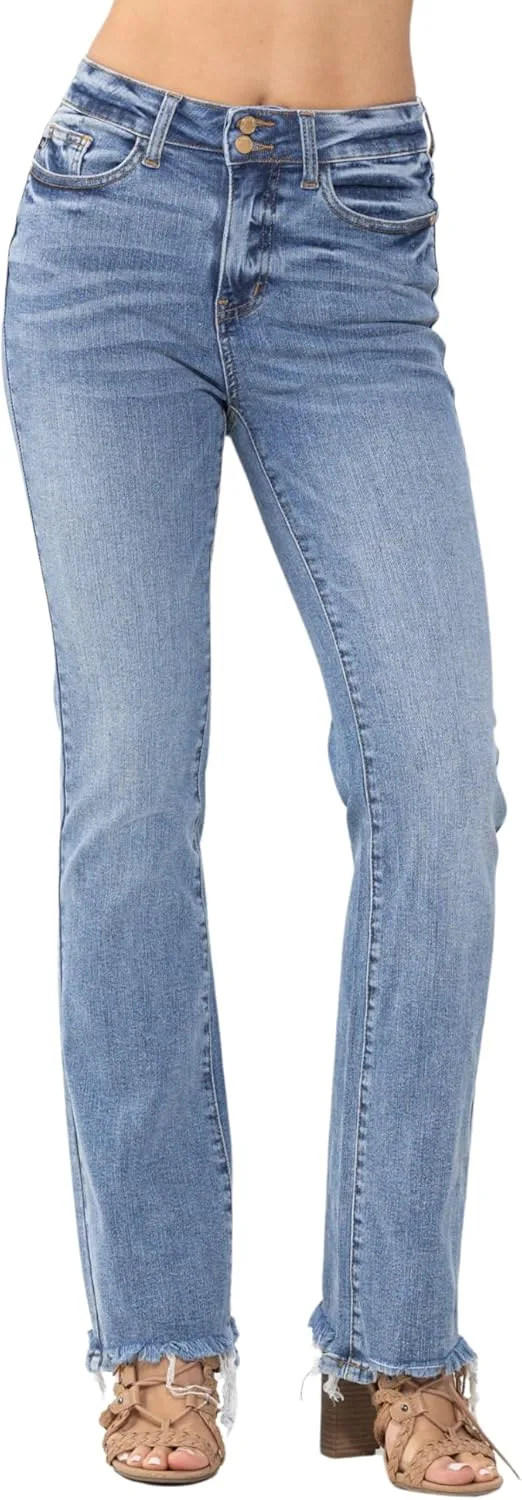 

Джинсы женские High Waist Bootcut с двойной пуговицей, синие Judy Blue