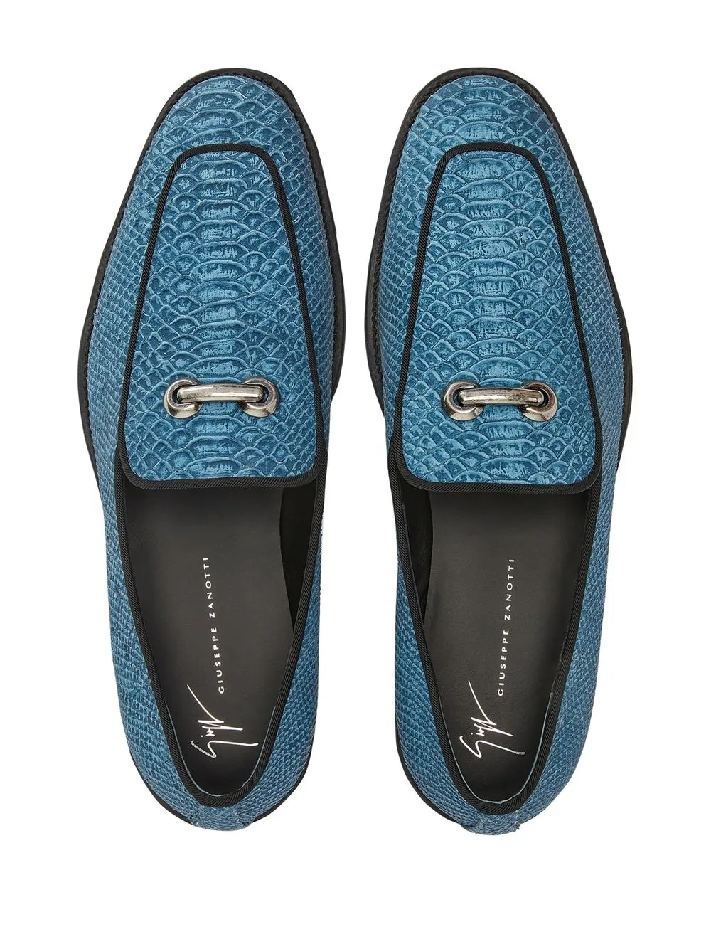Лоферы с тиснением под змеиную кожу Giuseppe Zanotti, синий — фото 4