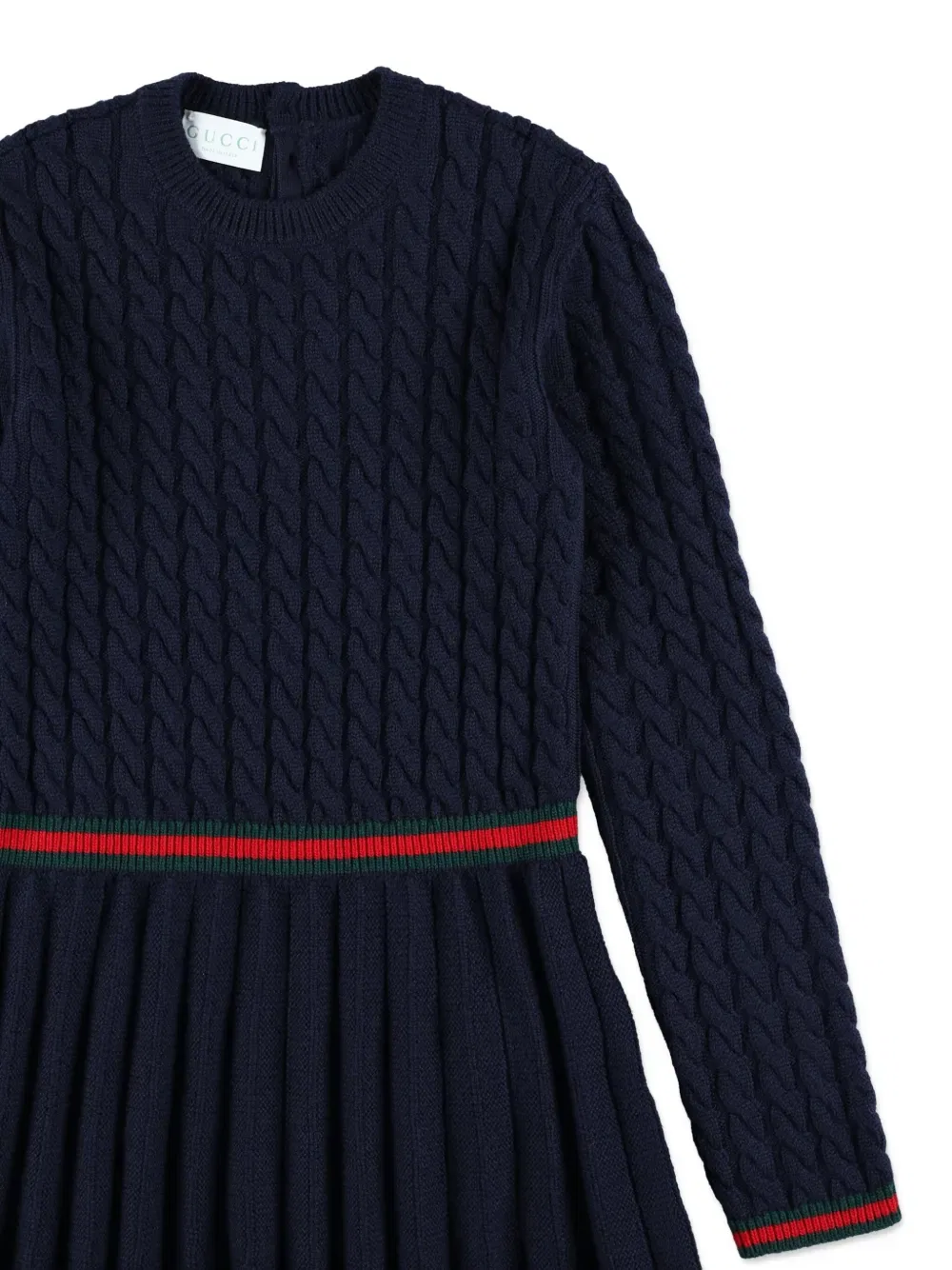 Платье крупной вязки со складками Gucci Kids, синий — фото 3
