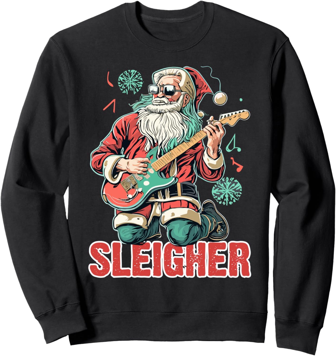 

Толстовка с изображением Санта-Клауса и гитары на рождественских санях Sleigher Christmas Gifts, черный