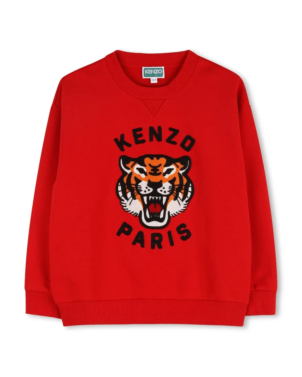 

Детская хлопковая толстовка с принтом спереди Kenzo Kids, красный