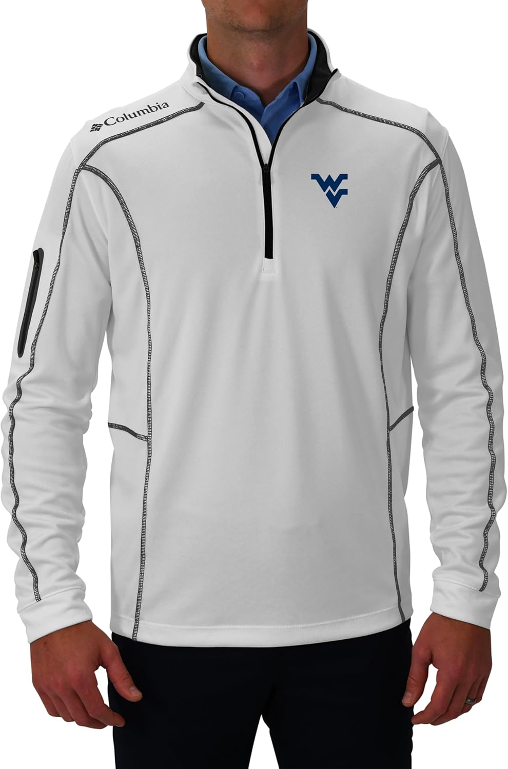 

Мужская легкая повседневная толстовка для гольфа Columbia West Virginia Univ Golf Shotgun Pullover, White