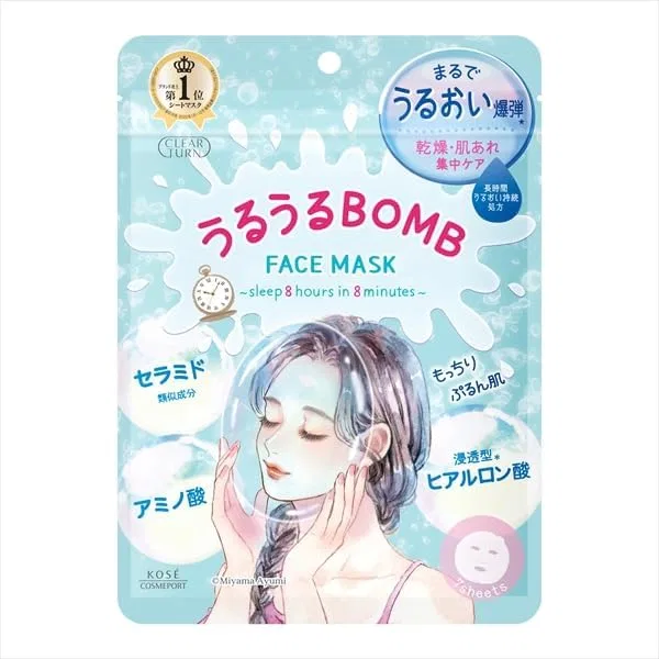 Маска для лица — Clear Turn Urulus BOMB листовая, увлажняющая