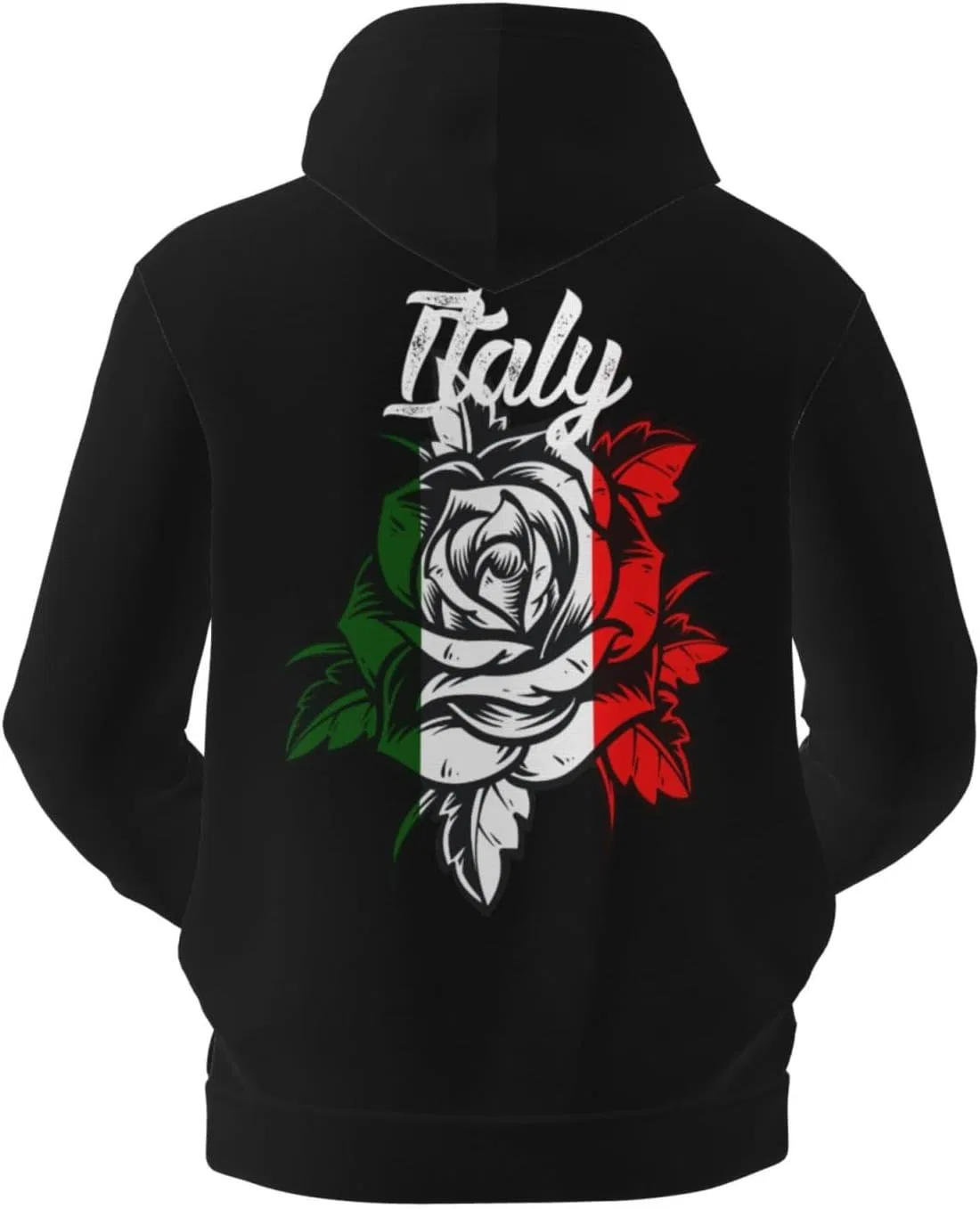 Generic Винтажная флисовая толстовка с капюшоном и карманом Vintage Rose Italy Italian Flag — фото 3