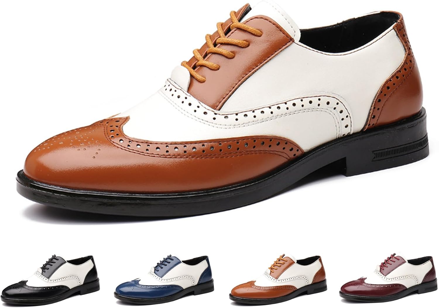 

Мужские оксфорды GLBDU с крыльями, пэчворк, двухцветные, модные, ручная строчка, круглый носок, шнуровка, низкие кожаные туфли, комфортные, повседневные, деловые, дерби, коричневый