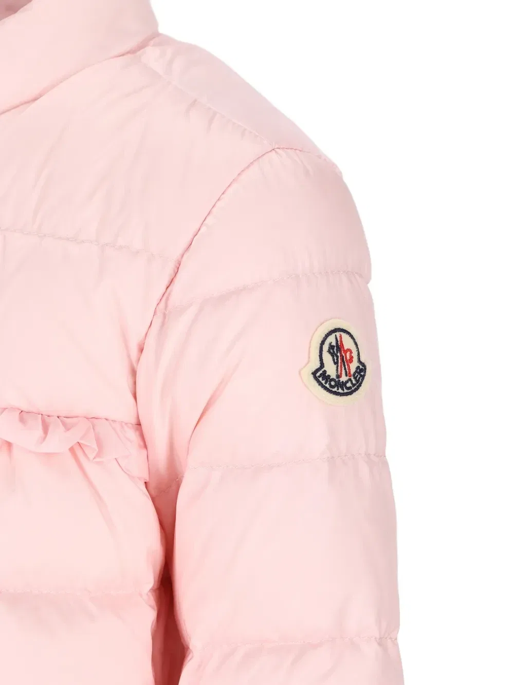 Пальто со стеганой подкладкой и оборками Moncler Enfant, розовый — фото 4