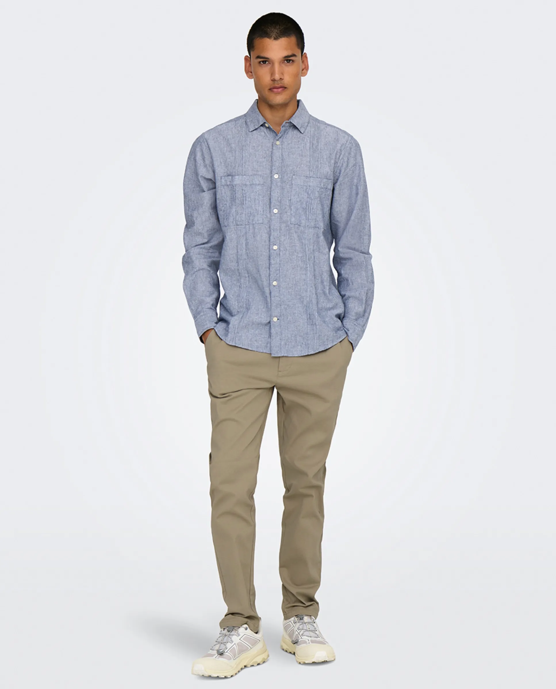

Мужские классические брюки в китайском стиле slim fit Only & Sons, бежевый
