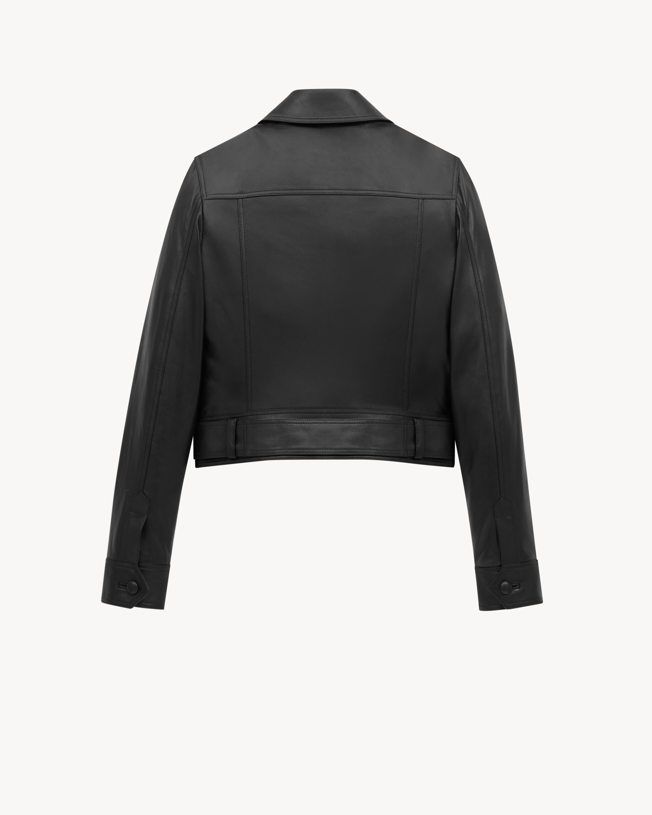 Укороченный жакет из овечьей кожи Saint Laurent, черный — фото 2