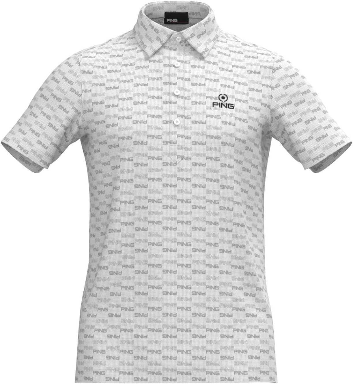 

Мужская рубашка-поло с коротким рукавом (принт по всей поверхности, влагоотводящая, быстросохнущая) / для гольфа / 621-4260813 Ping Apparel, белый