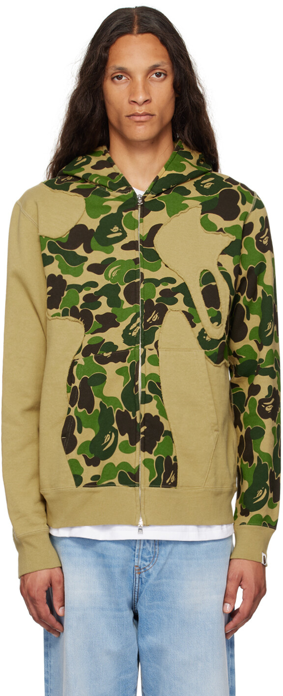 

Толстовка с капюшоном цвета хаки ABC Camo с застежкой-молнией BAPE