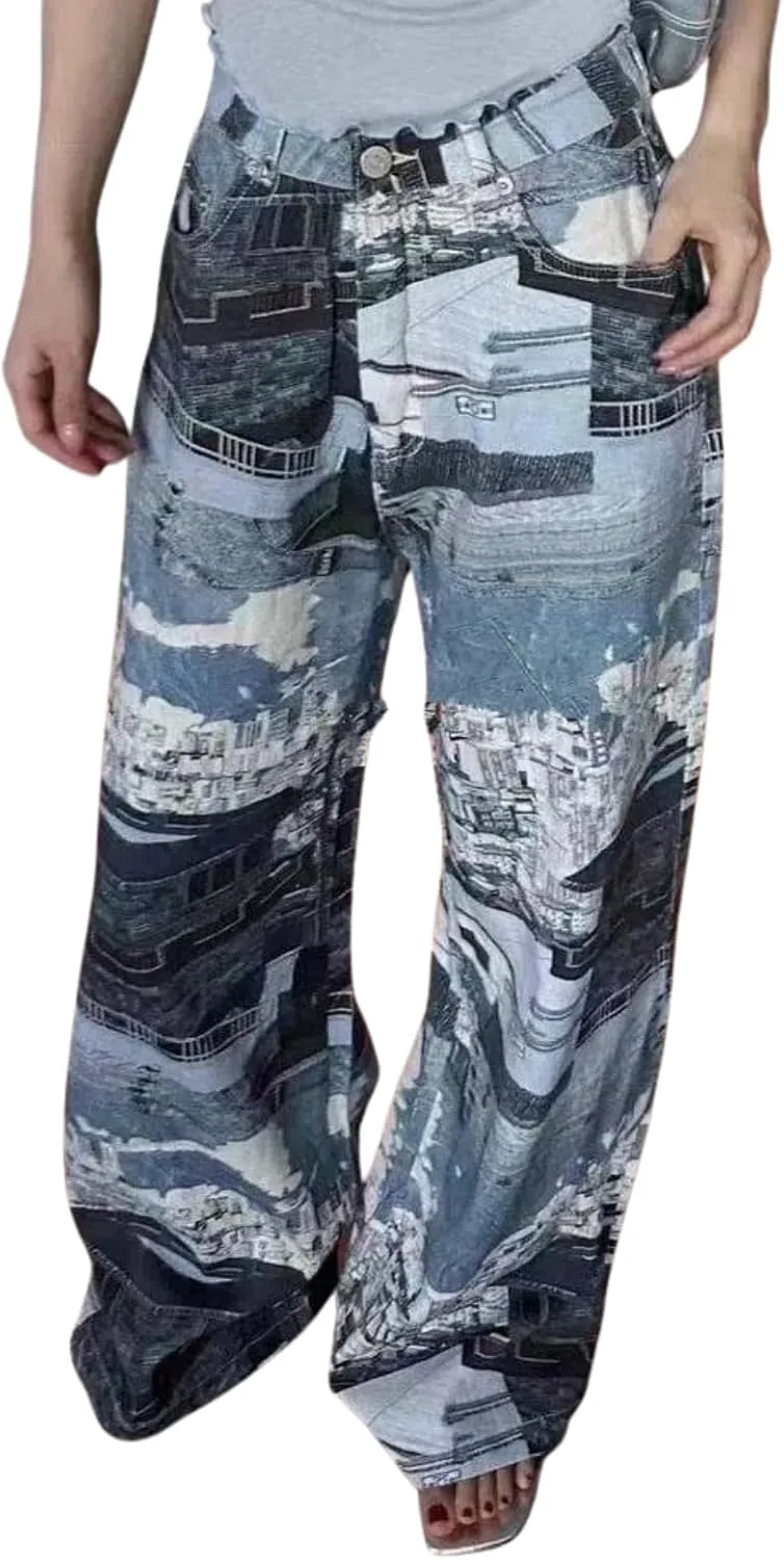 

Джинсы Women High-Waisted Straight Leg с принтом Tie-Dye GoldGalleon