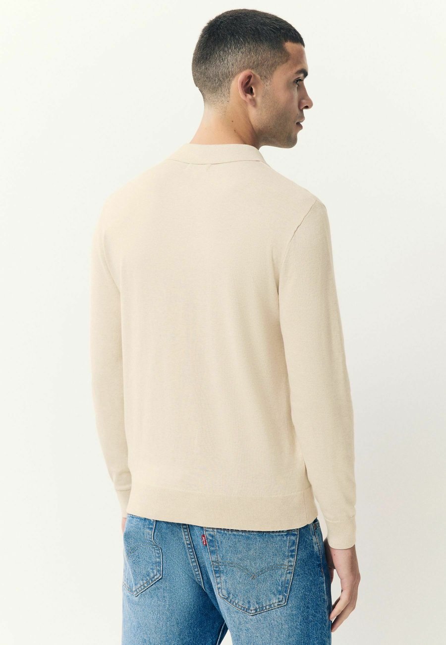 Поло Next SLIM FIT RICH LONG SLEEVE, Neutral Marl/Beige — фото 3