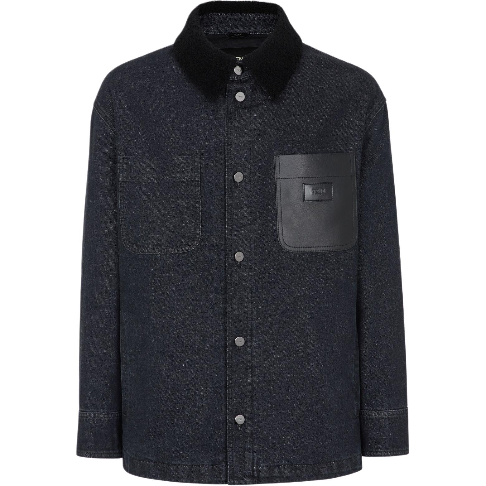 

Джинсовая куртка с длинным рукавом и логотипом FENDI, черный