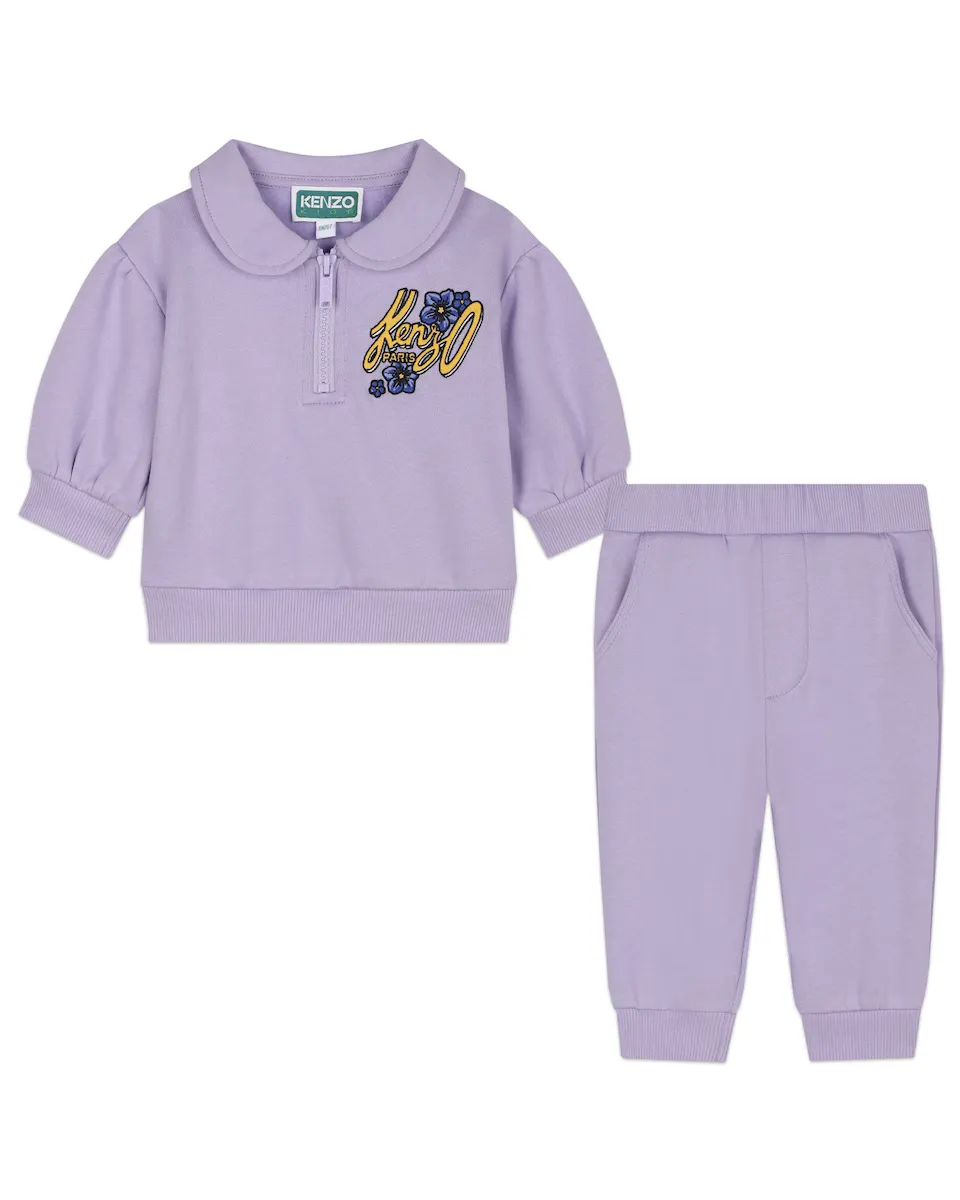 

Флисовый комплект из двух предметов для девочки сиреневого цвета Kenzo Kids