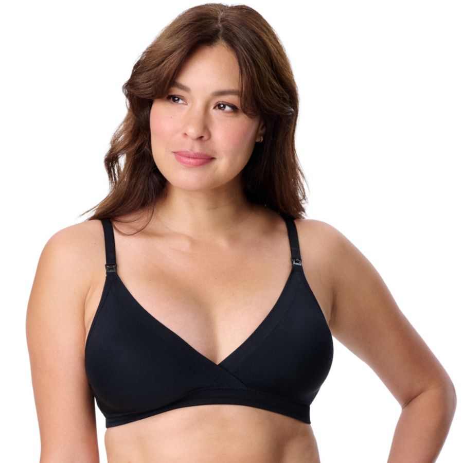 

Бесшовный бюстгальтер для кормления и беременных Motherhood Women's Maternity Wireless Seamless Wrap Nursing Bra Motherhood Maternity, Core black