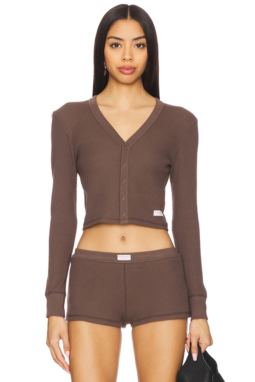 

Кардиган с длинным рукавом "вафельная" вязка Alexander Wang, chocolate brown