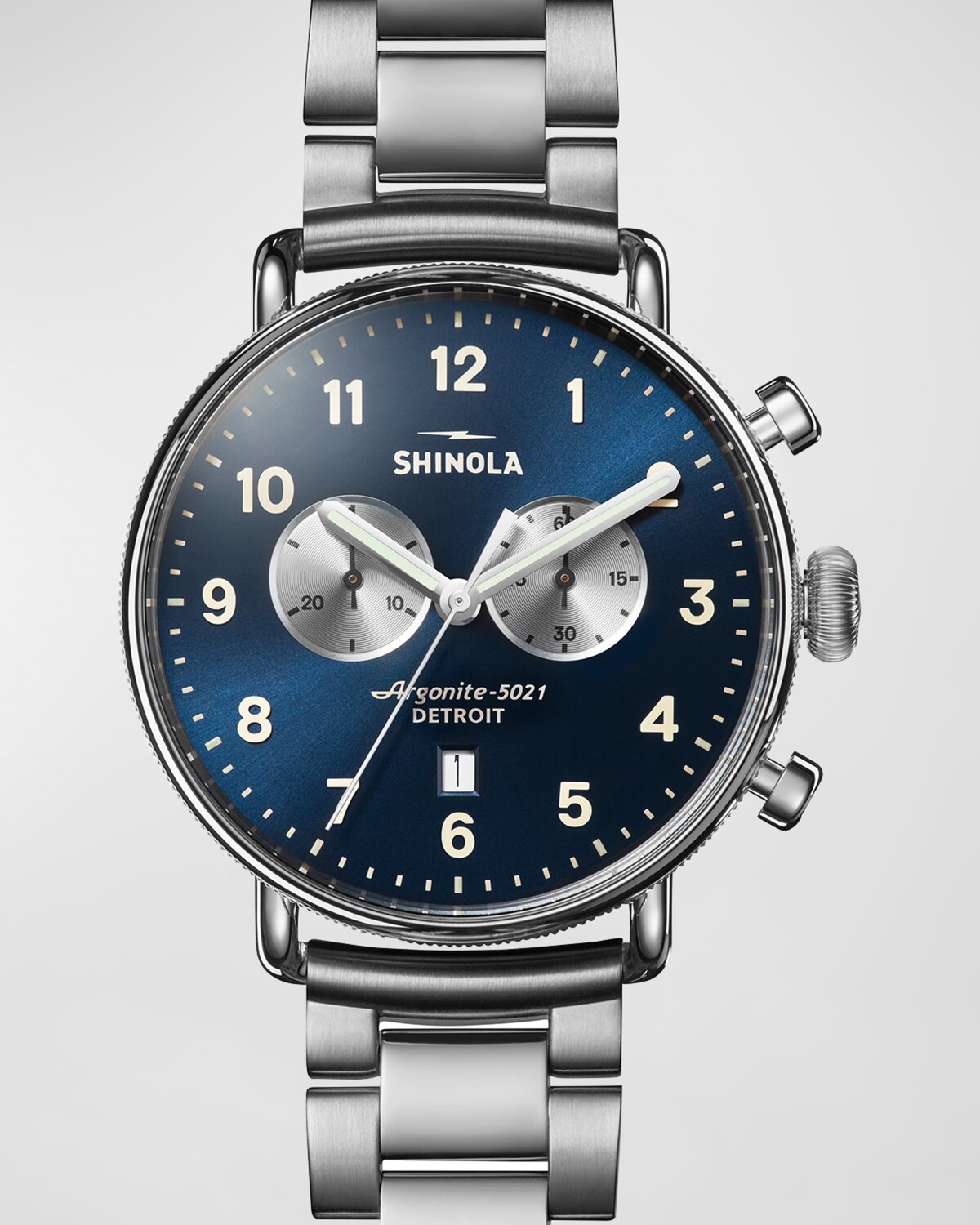 

Мужские часы Canfield Chrono с браслетом, 43 мм Shinola, цвет Midnight Blue