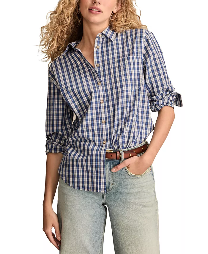 

Женская рубашка бойфренда на пуговицах Lucky Brand, синий