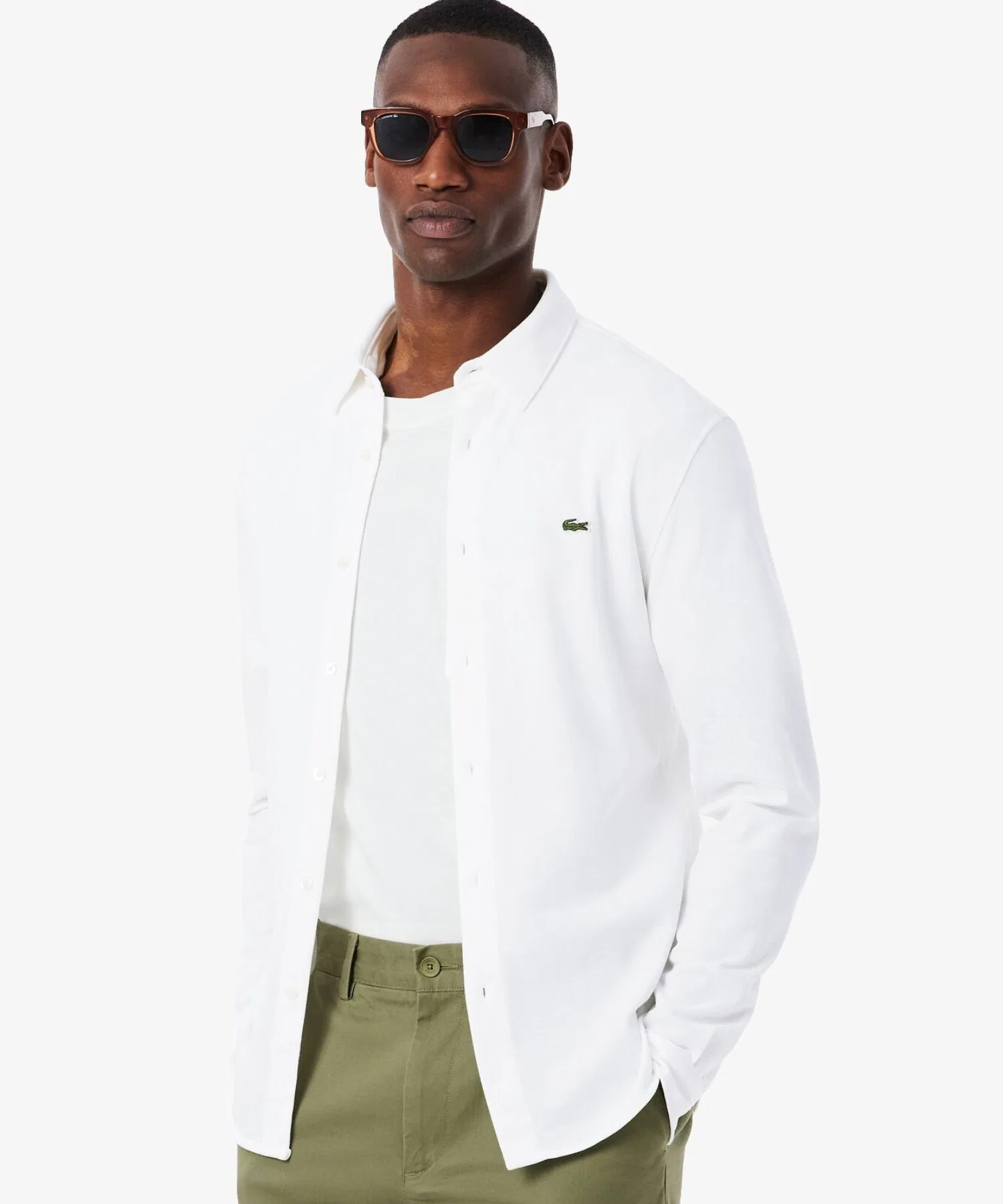 Рубашка Lacoste Slim Fit из органического хлопка, материал пике, с вышитым крокодилом