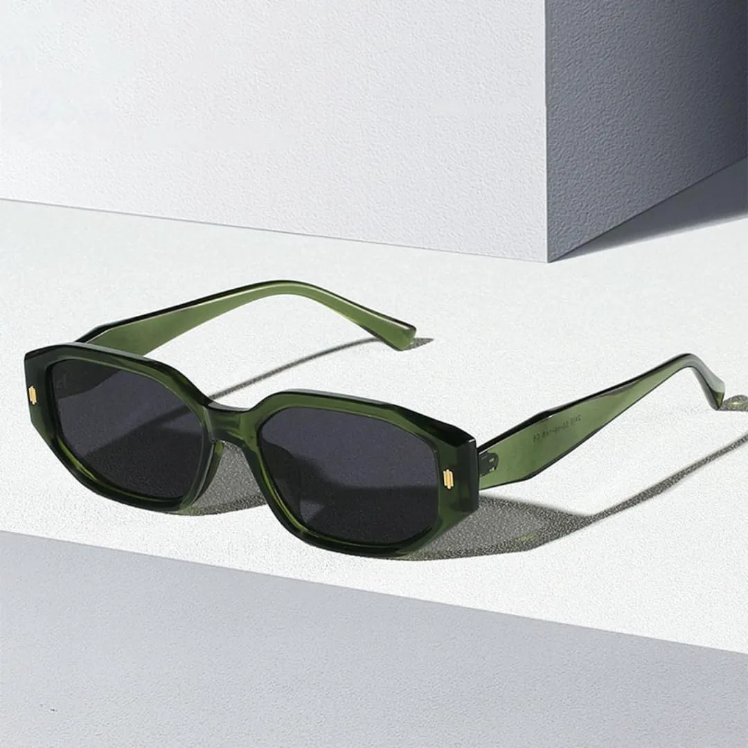 

Модные солнцезащитные очки Polygon для женщин с защитой от УФ-излучения UV400, ретро-стиль, заклепки, для мужчин с градиентным покрытием TYUVIVO, White Gray