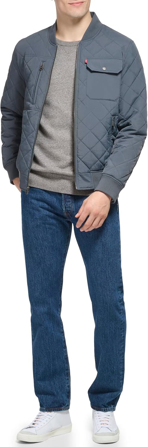 Мужская стеганая куртка-бомбер Levi's Mens Diamond, Indigo — фото 2