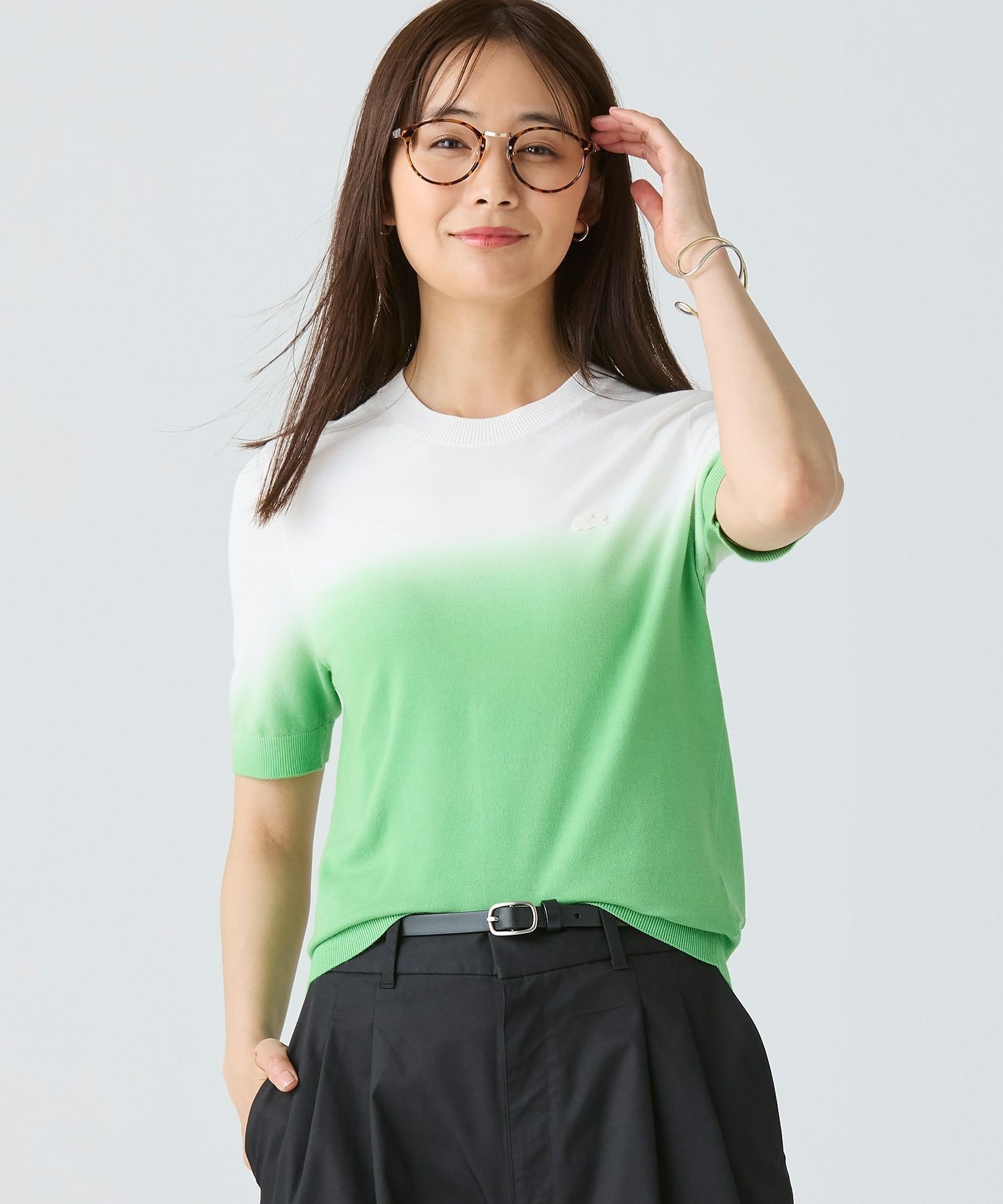 Футболка Lacoste с градиентным узором, зеленый — фото 2