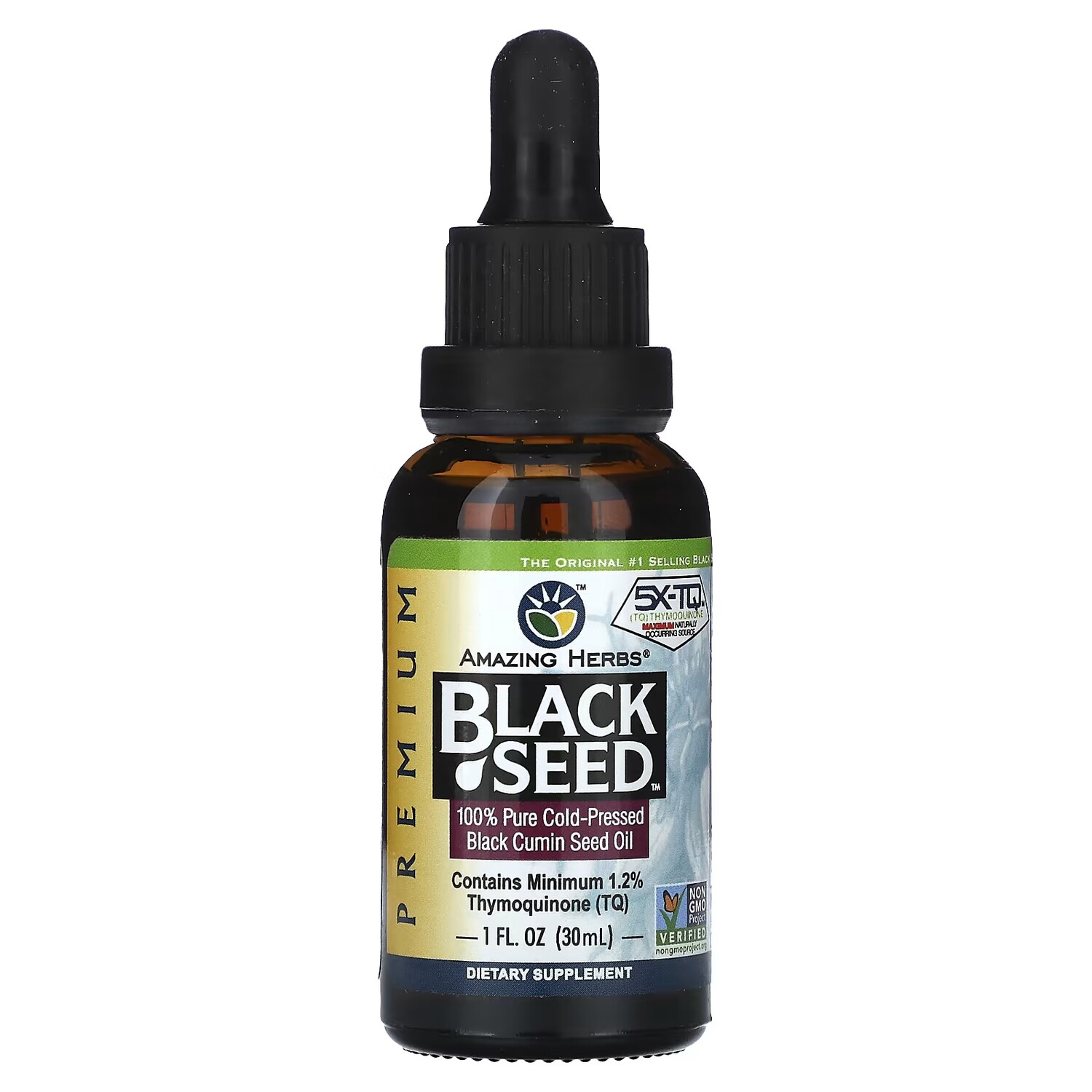 

100% чистое масло семян черного тмина Amazing Herbs Black Seed холодного отжима, 30 мл