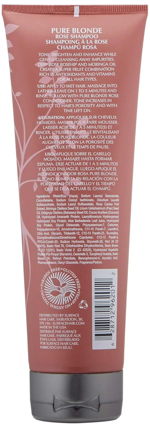 Шампунь SURFACE Hair Pure Blonde Rose - без сульфатов и парабенов, очищает, придает блеск, тонизирует и улучшает состояние волос - 255 мл, gray — фото 2