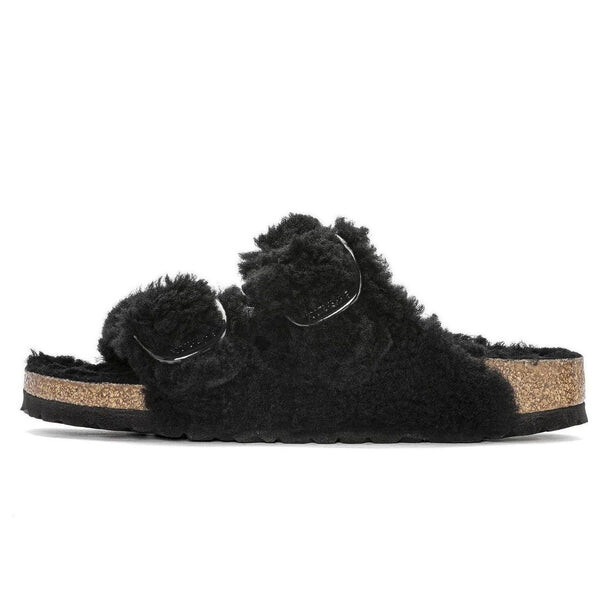 

Тапочки arizona big buckle shearling narrow fit 'teddy black' Birkenstock, черный