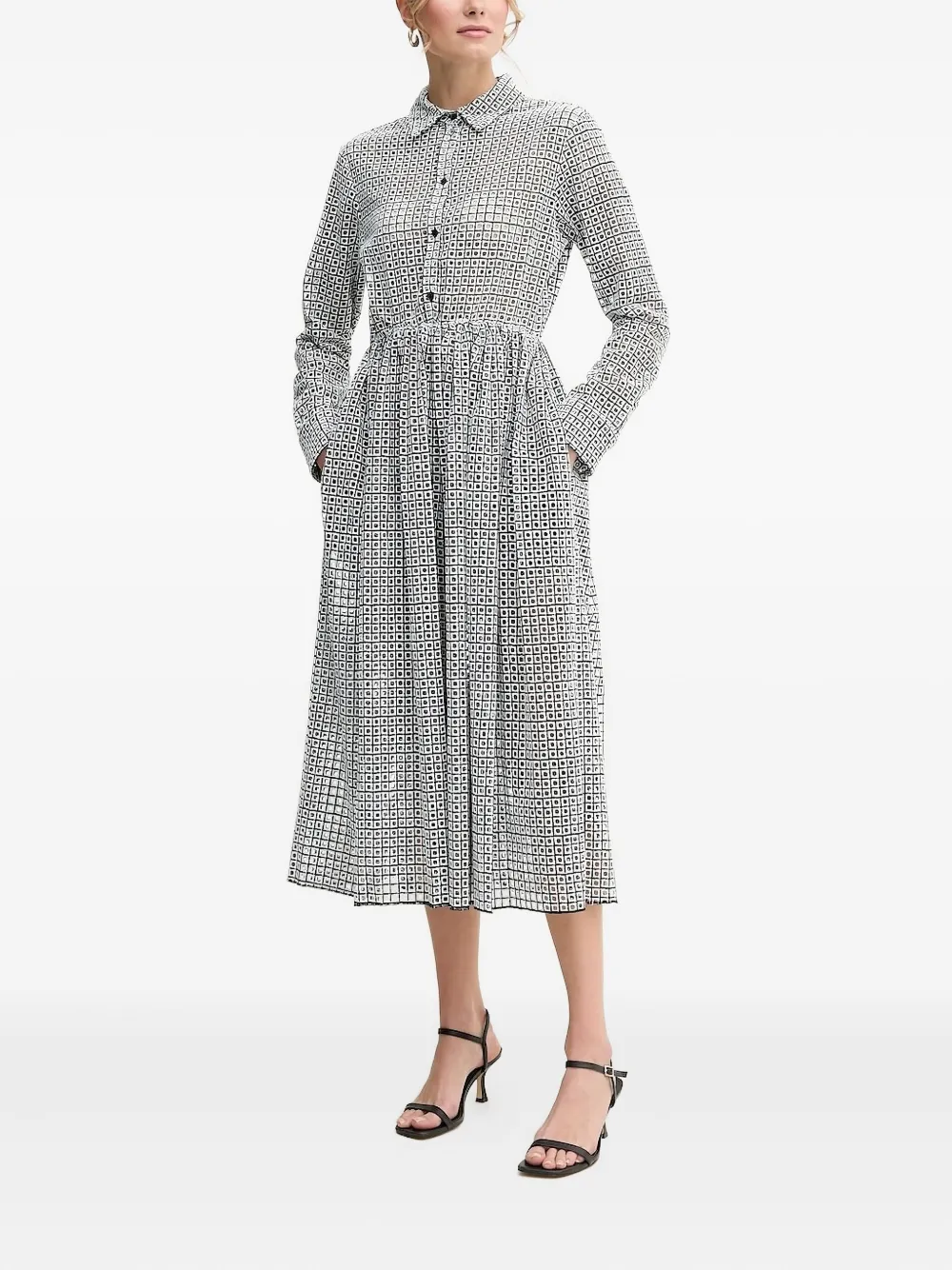 

Платье-рубашка с геометричным узором Liviana Conti, белый