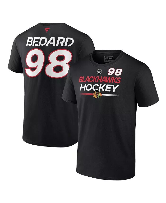 

Мужская футболка Connor Bedard Black Chicago Blackhawks Authentic Pro Prime с именем и номером Fanatics