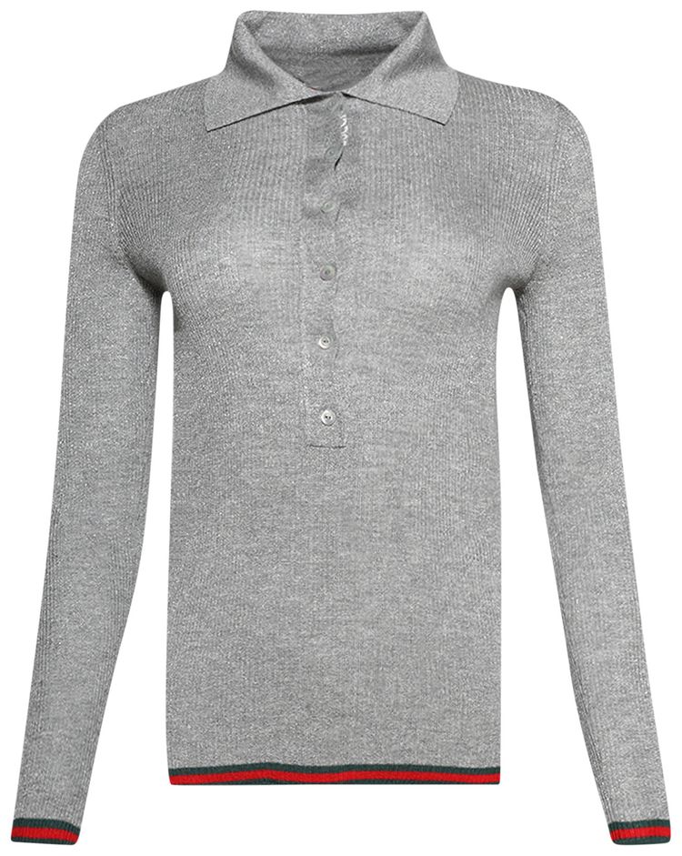 

Топ Gucci Extra Fine Rib Cashmere Knit Top 'Shiny Grey', серый
