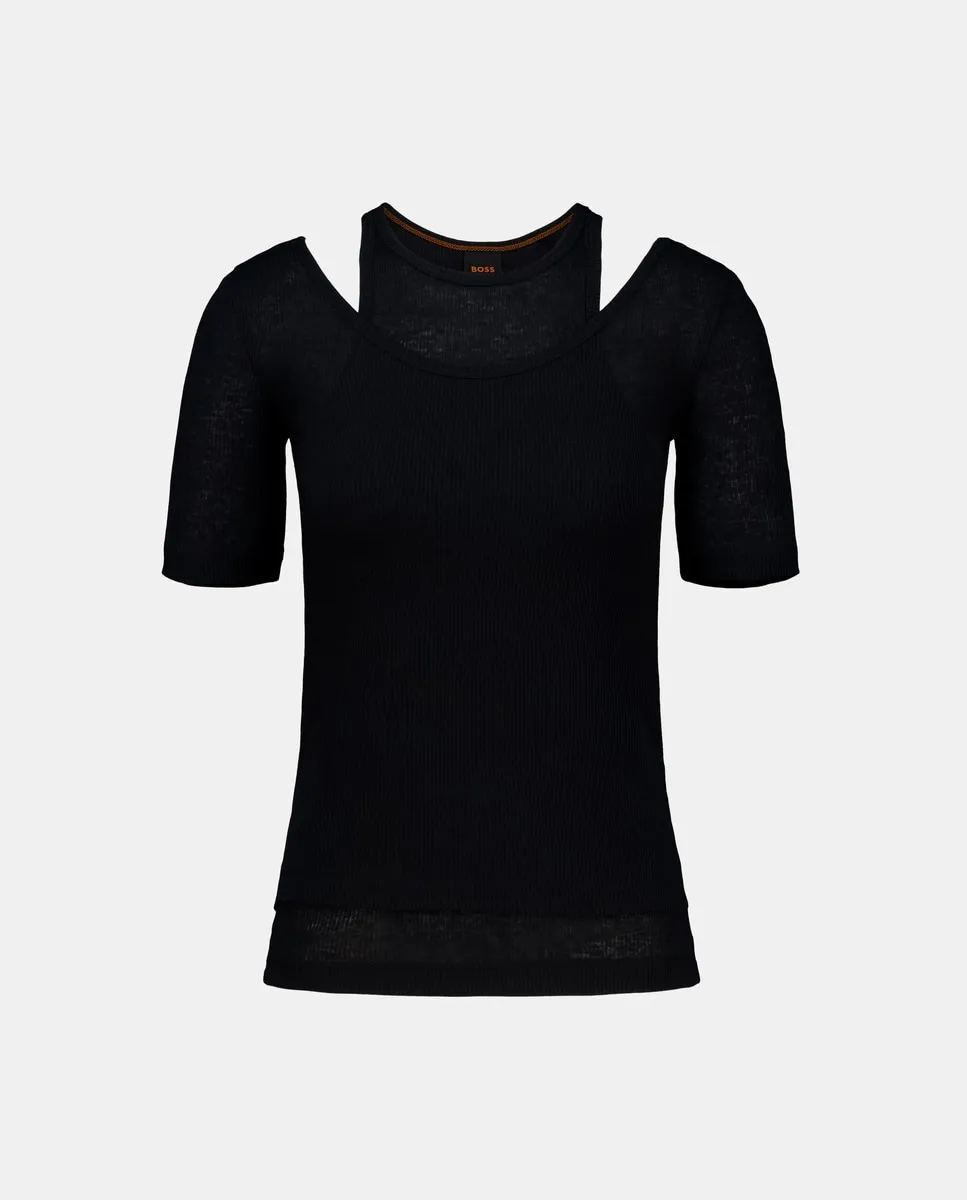 

Футболка 2 в 1 в рубчик, облегающая Hugo Boss, черный