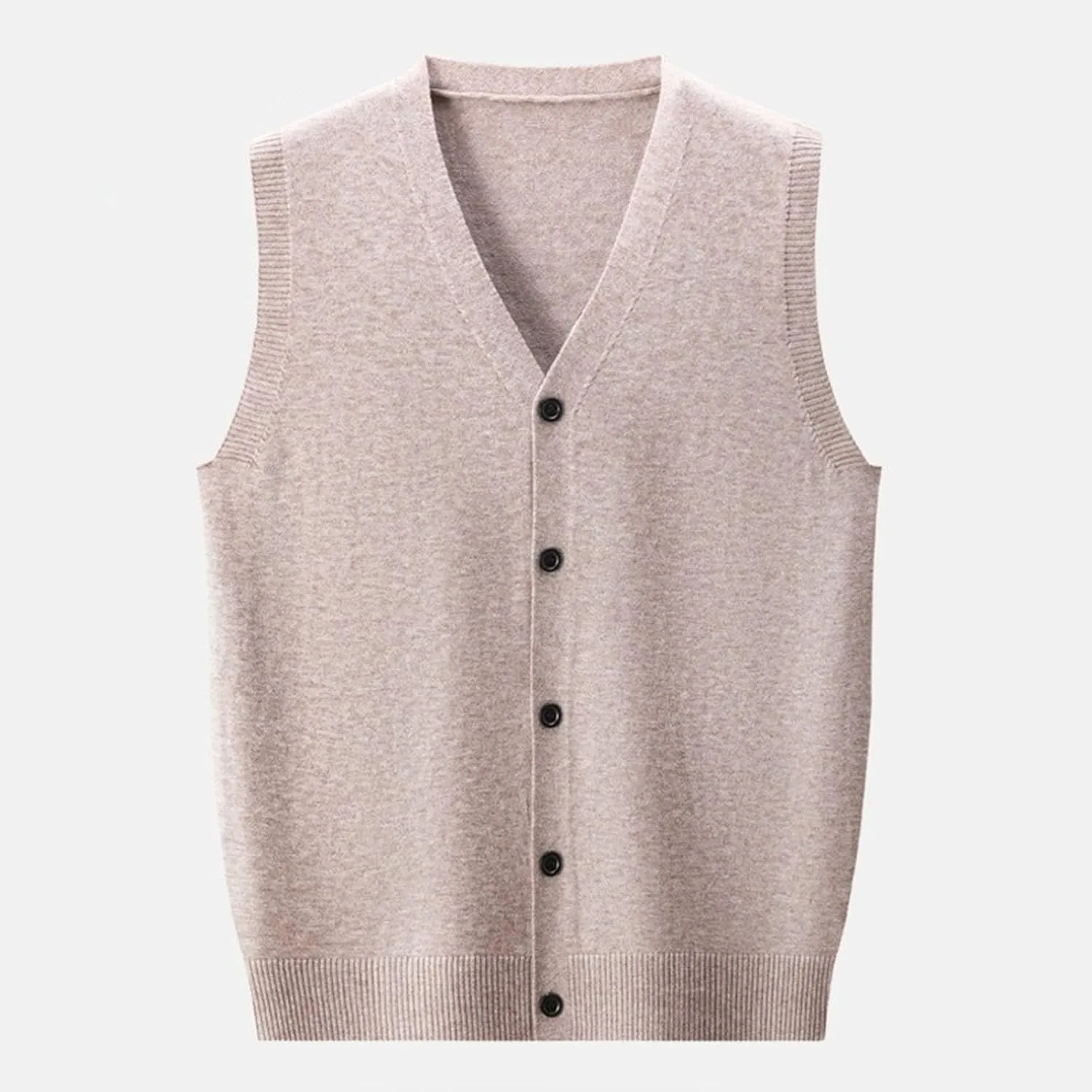 Мужской жилет из шерстяной смеси, на пуговицах, без рукавов, кардиган, трикотажная вещь, V-образный вырез, повседневный пуловер, платье для многослойного ношения Generic, хаки — фото 3
