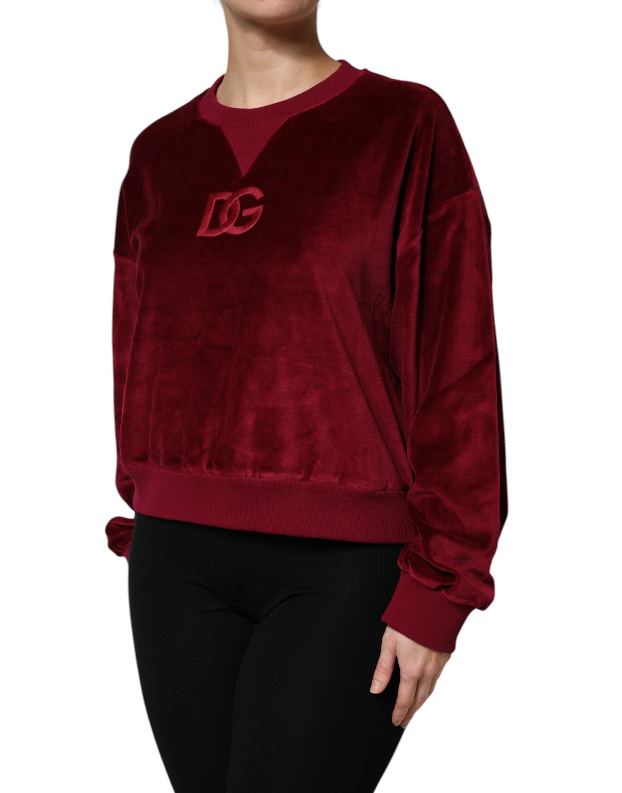 Красный хлопковый бархатный свитер с круглым вырезом Dolce & Gabbana, Red — фото 2