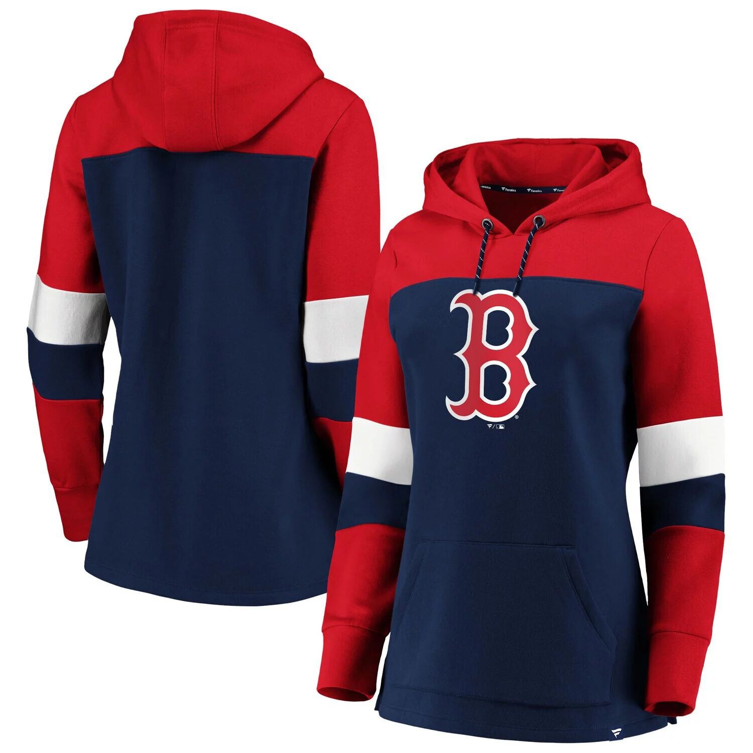 

Женский темно-синий пуловер с капюшоном Boston Red Sox больших размеров с цветными блоками