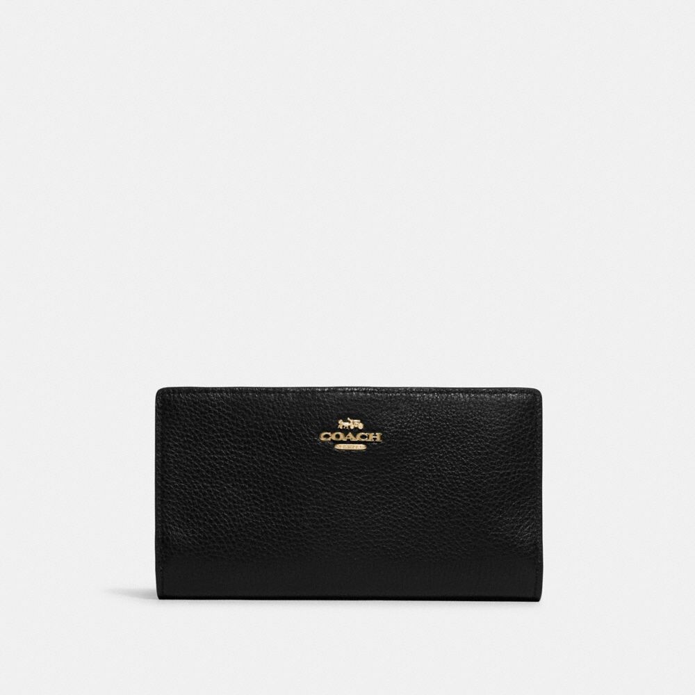 

Большой кошелек COACH Slim Zip, золотой/черный