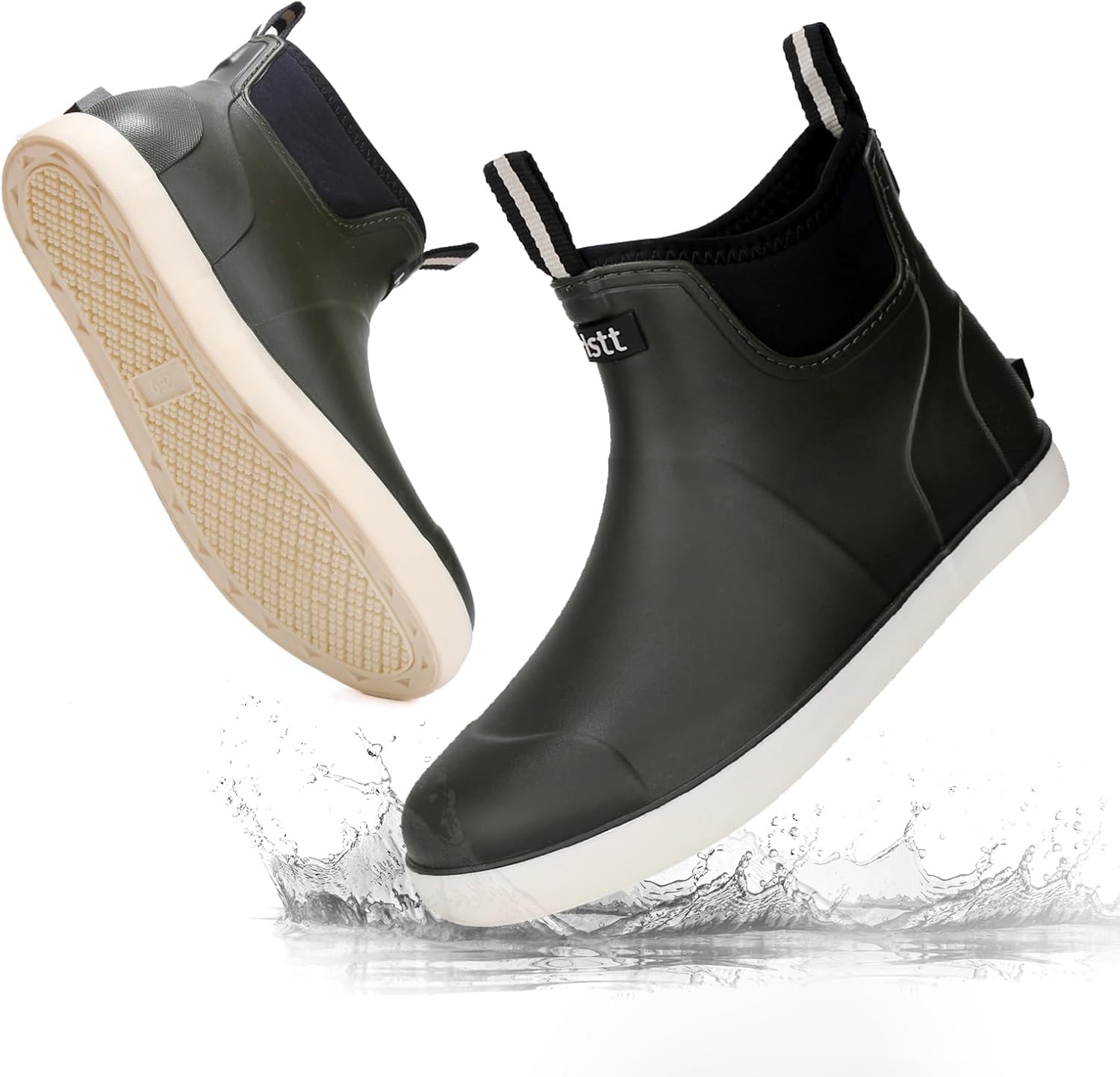 

Мужские водонепроницаемые сапоги для рыбалки, резиновые сапоги с противоскользящей подошвой, короткие ботинки на щиколотку, высокоэффективная обувь Челси для садоводства, катания на лодке, кемпинга и парусного спорта Riuetar, зеленый