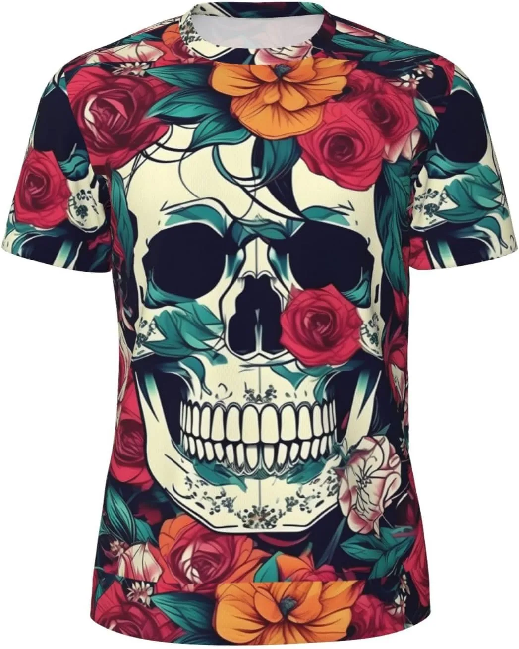 

Футболка мужская с принтом Flowers Skull, легкая, для тренировок DRTGEDS