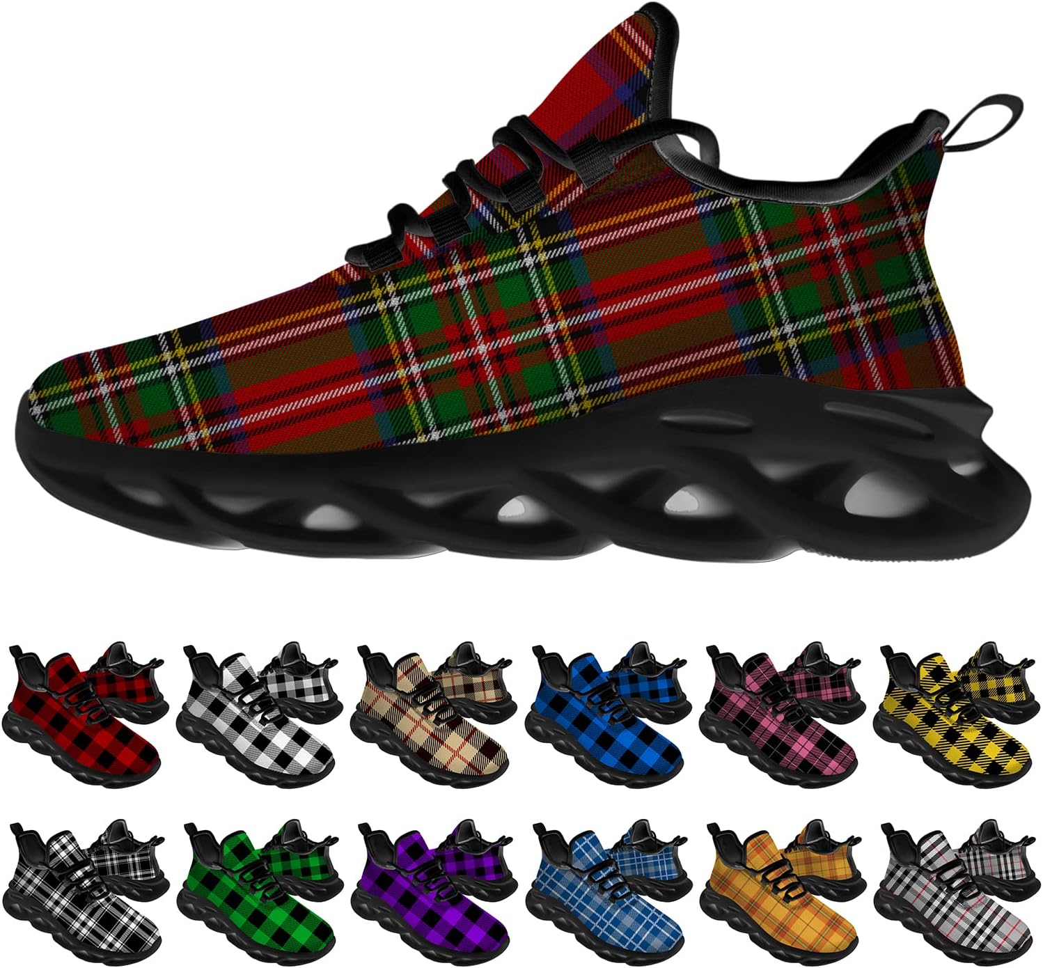 

Кроссовки Ciadoon Plaid для мужчин и женщин, обувь для бега по дороге, спортивная обувь для ходьбы, тенниса, кроссовки для занятий спортом, подарки для мальчиков и девочек, зеленый