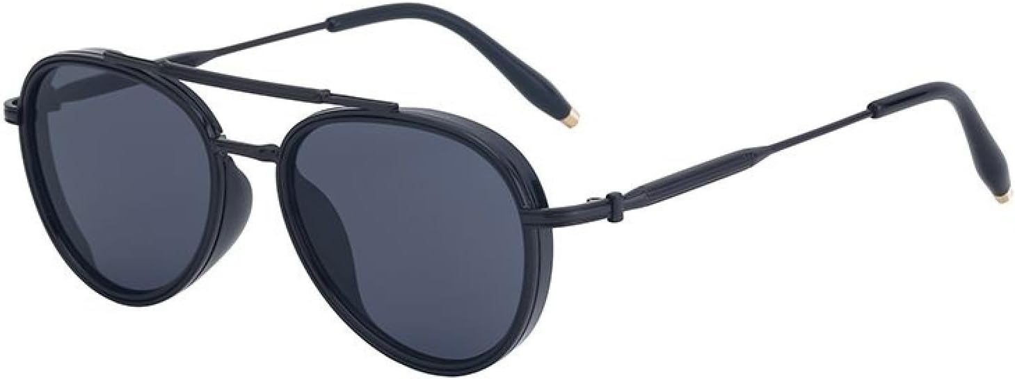 

Круглые солнцезащитные очки в стиле стимпанк для мужчин, роскошные овальные очки в винтажном стиле панк с металлической оправой, защита от УФ-излучения UV400 TVTBBVV, C1blackgray