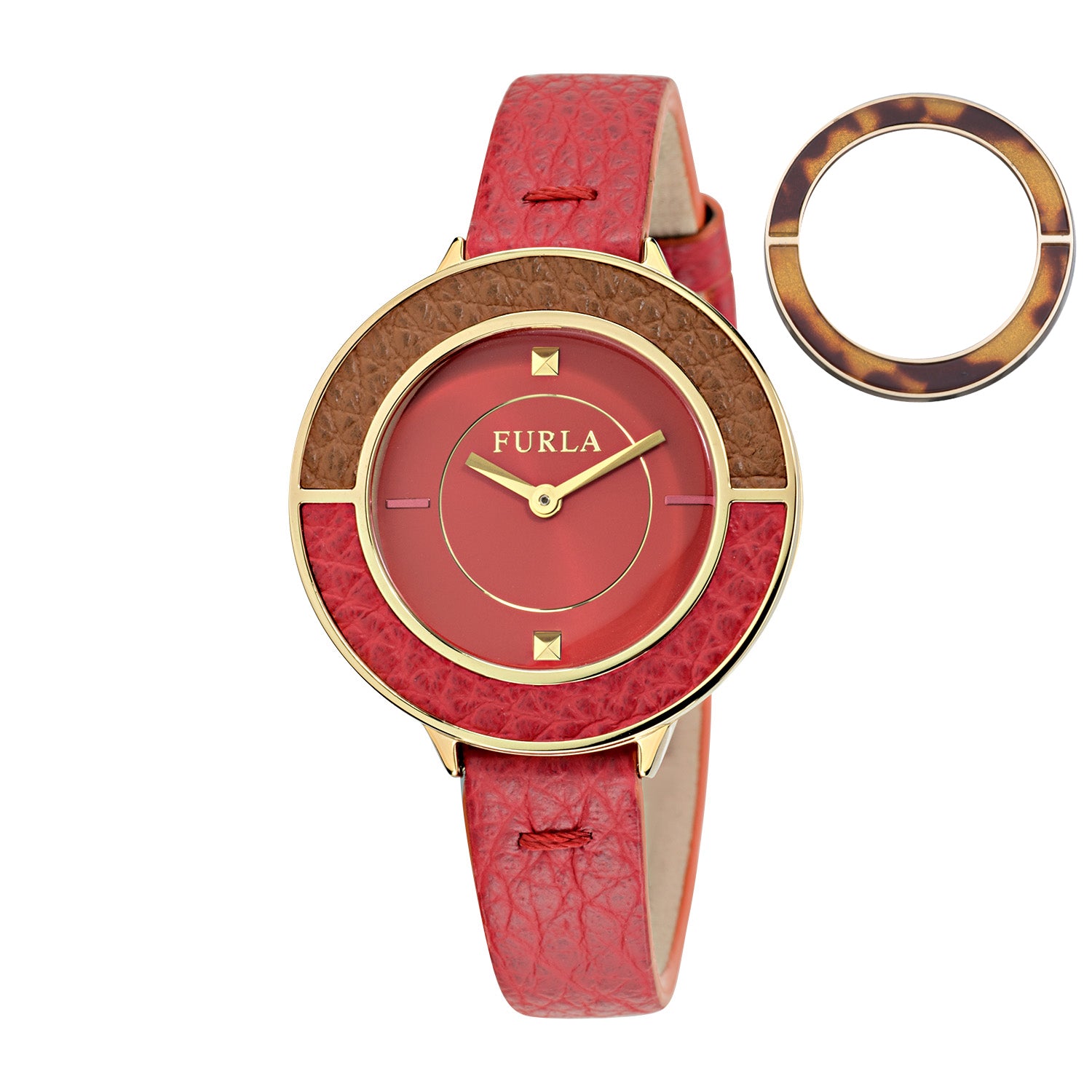 

Часы Furla Women's Club с красным циферблатом из телячьей кожи