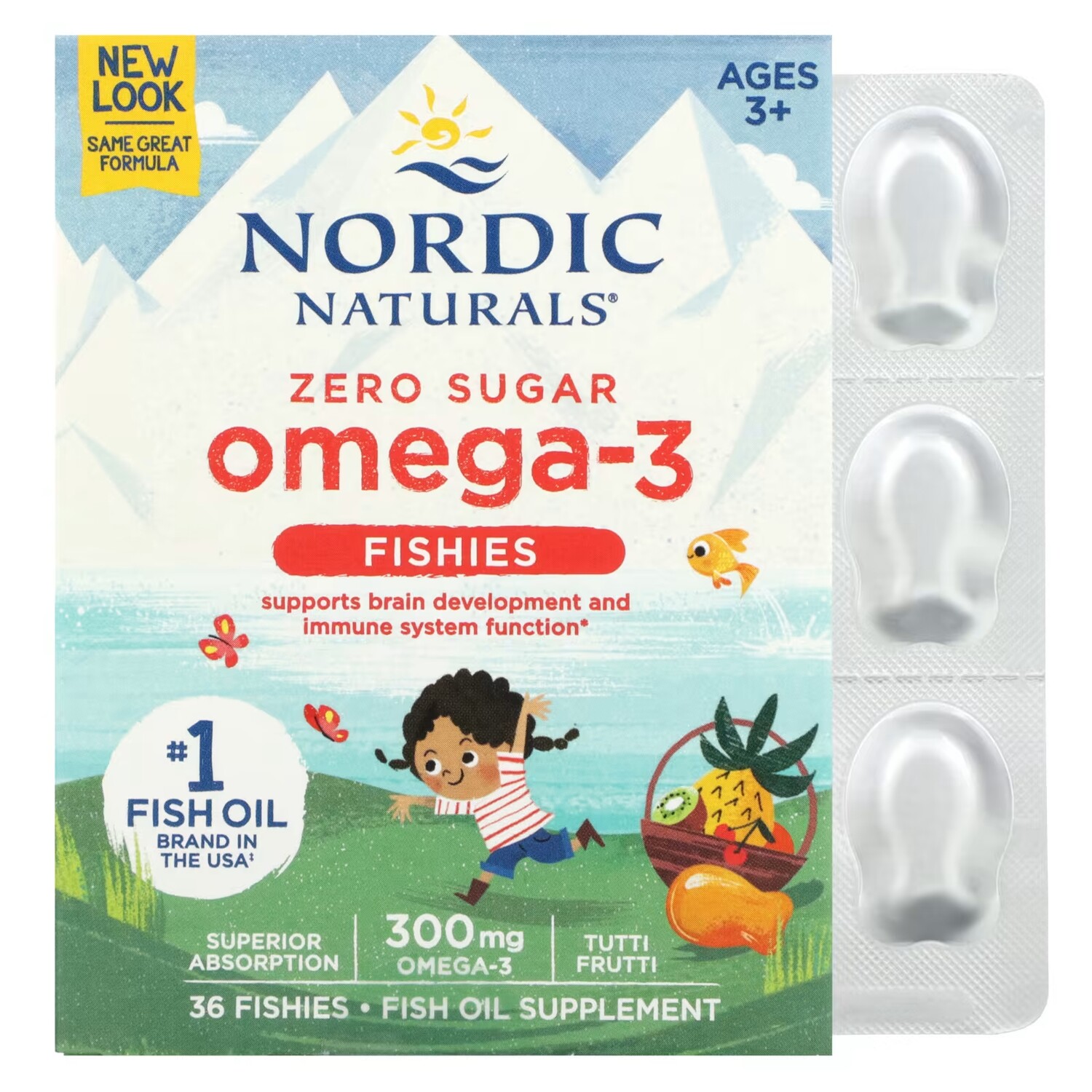 

Омега-3 Fishies Без сахара для детей от 3 лет Tutti Frutti 300 мг 36 Fishies Nordic Naturals