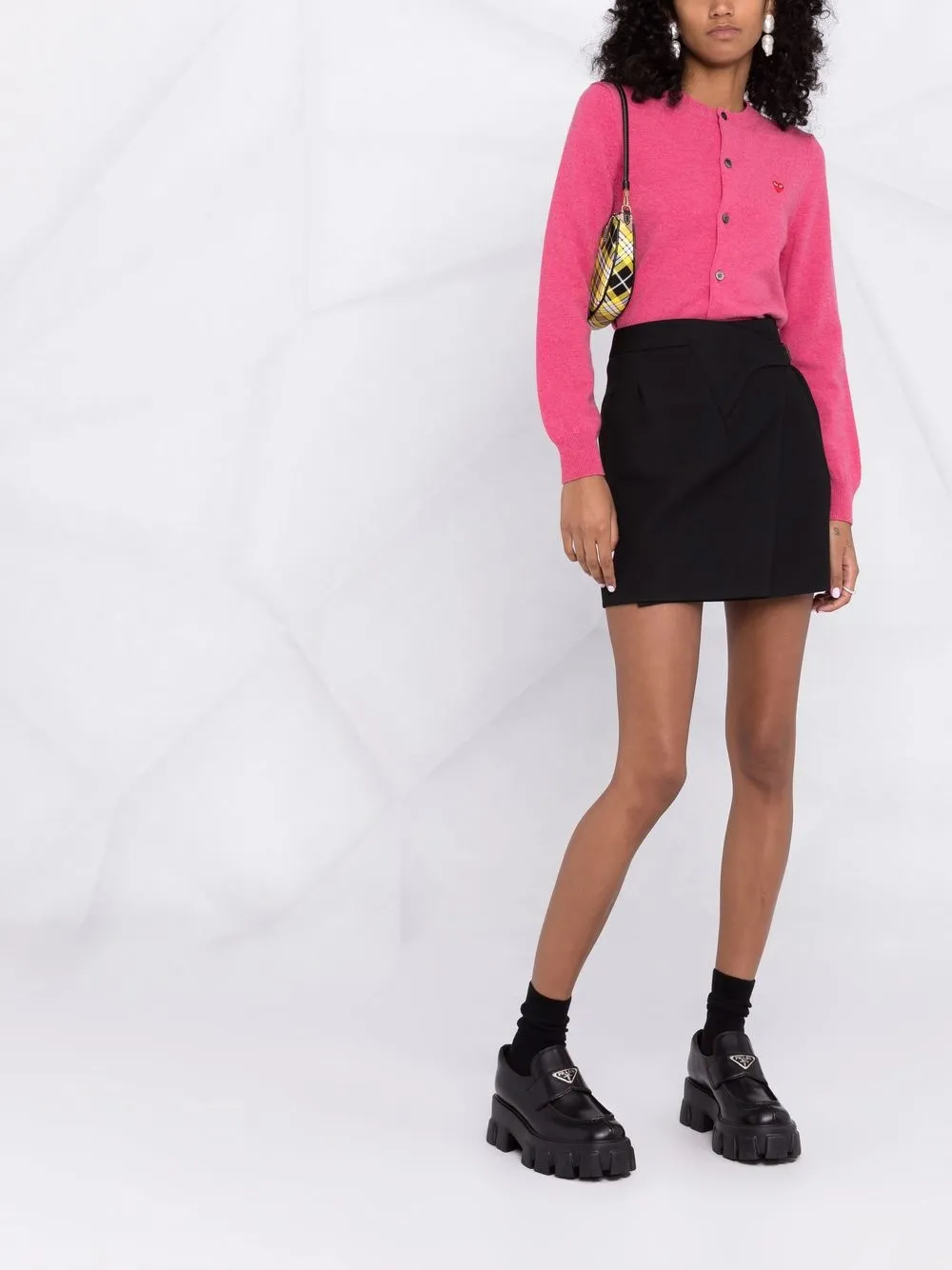 Кардиган тонкой вязки с нашивкой-логотипом Comme Des Garçons Play, розовый — фото 2