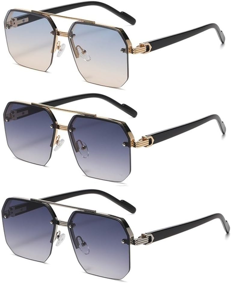 

Мужские солнцезащитные очки в стиле ретро с двойной перемычкой, многоугольными и квадратными металлическими оправами, модные градиентные оттенки, трендовые женские солнцезащитные очки GHVWYX, 3pcs Z02