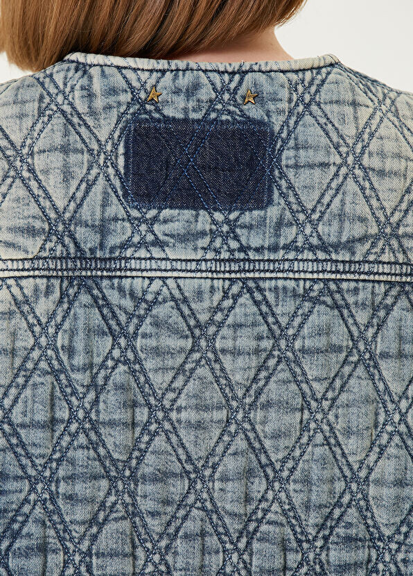 Стеганая джинсовая куртка Golden Goose, синий — фото 4