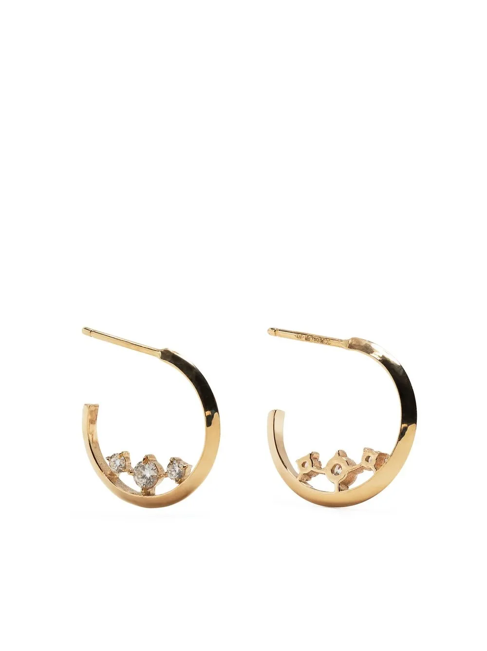

Серьги-кольца из желтого золота с бриллиантами Lizzie Mandler Fine Jewelry, золотой