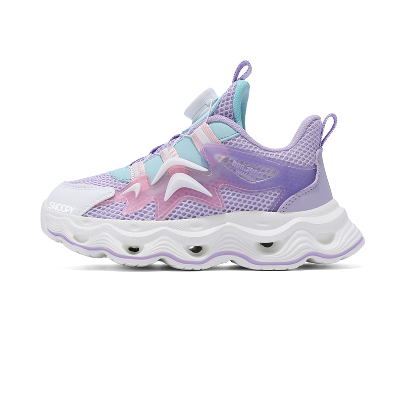 

Детские кроссовки для бега с низким верхом, амортизирующие, устойчивые к истиранию, дышащие, нескользящие SNOOPY, фиолетовый/розовый